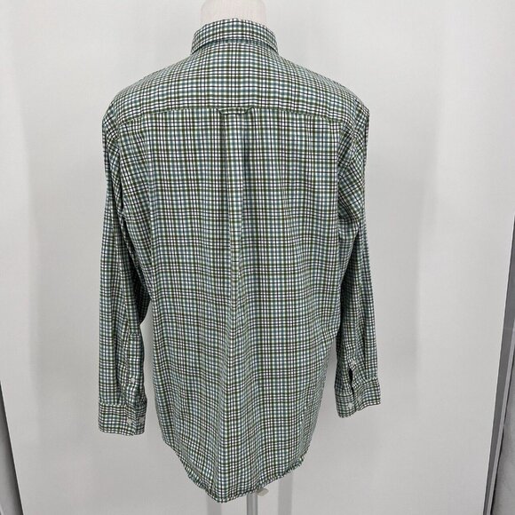 Pendleton Mens Bridgeport Plaid Button-Down Shirt XL - Green/White Checkered Cot - Picture 3 of 5